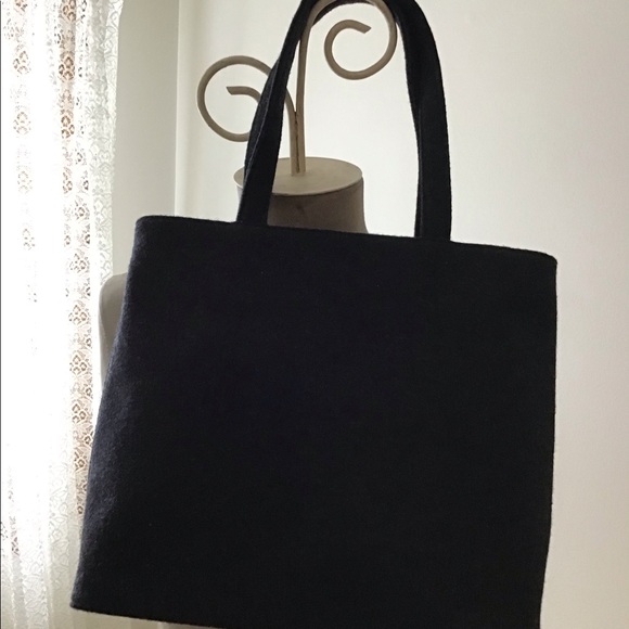 LULU Guinness Black Wool Red Poppies Handbag - Picture 5 of 7